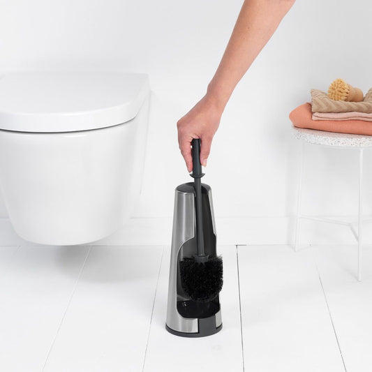 Brabantia toilet brush and holder brilliant steel polished bathroom cleaning set with concealed brush holder