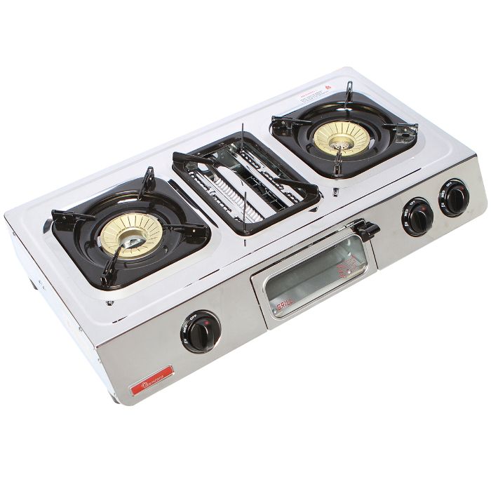 2 Burner Stainless Steel  Gas Cooker with Grill– RG/504