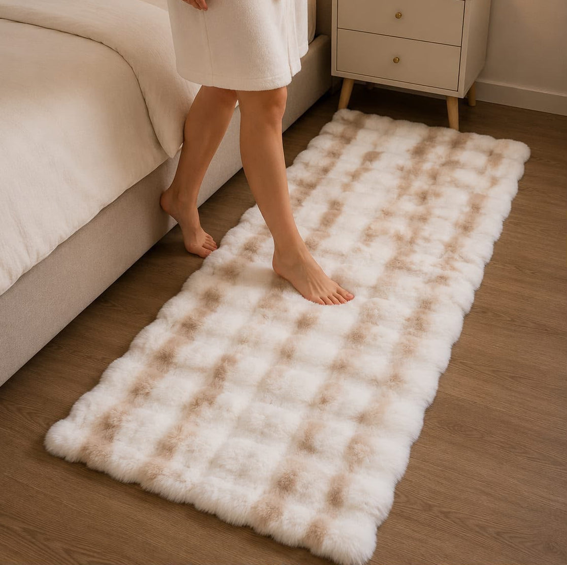 Bubble Velvet Bedside Carpet 60 × 180 cm