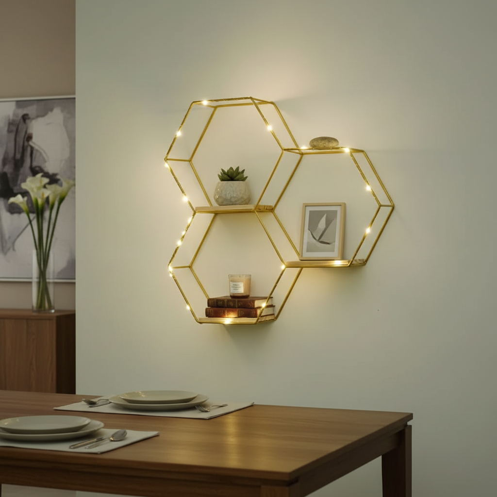 Wall Mount Floating Shelf with LED Light