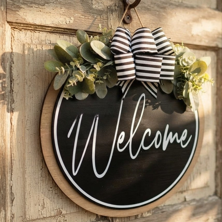 Wooden Welcome Door Hanging Sign 30 cm