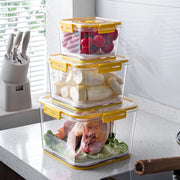 3pcs stackable food storage containers – PET airtight pantry organizers in yellow and green

 