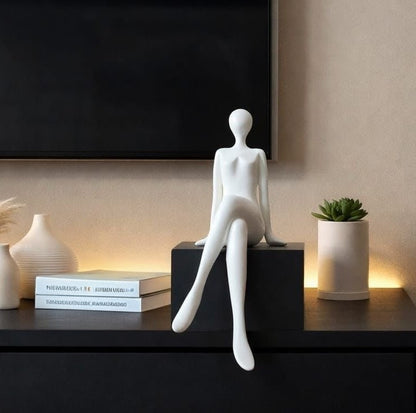 Handmade Sitting Girl Resin Figurine