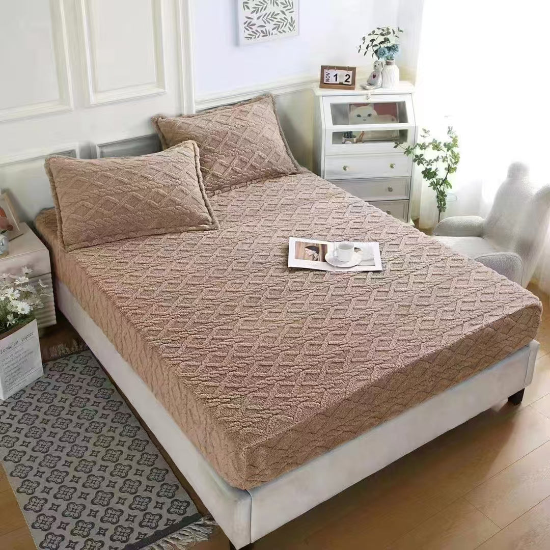 3Pc Jacquard Sherpa Fleece Fitted Cover Set – 6×6