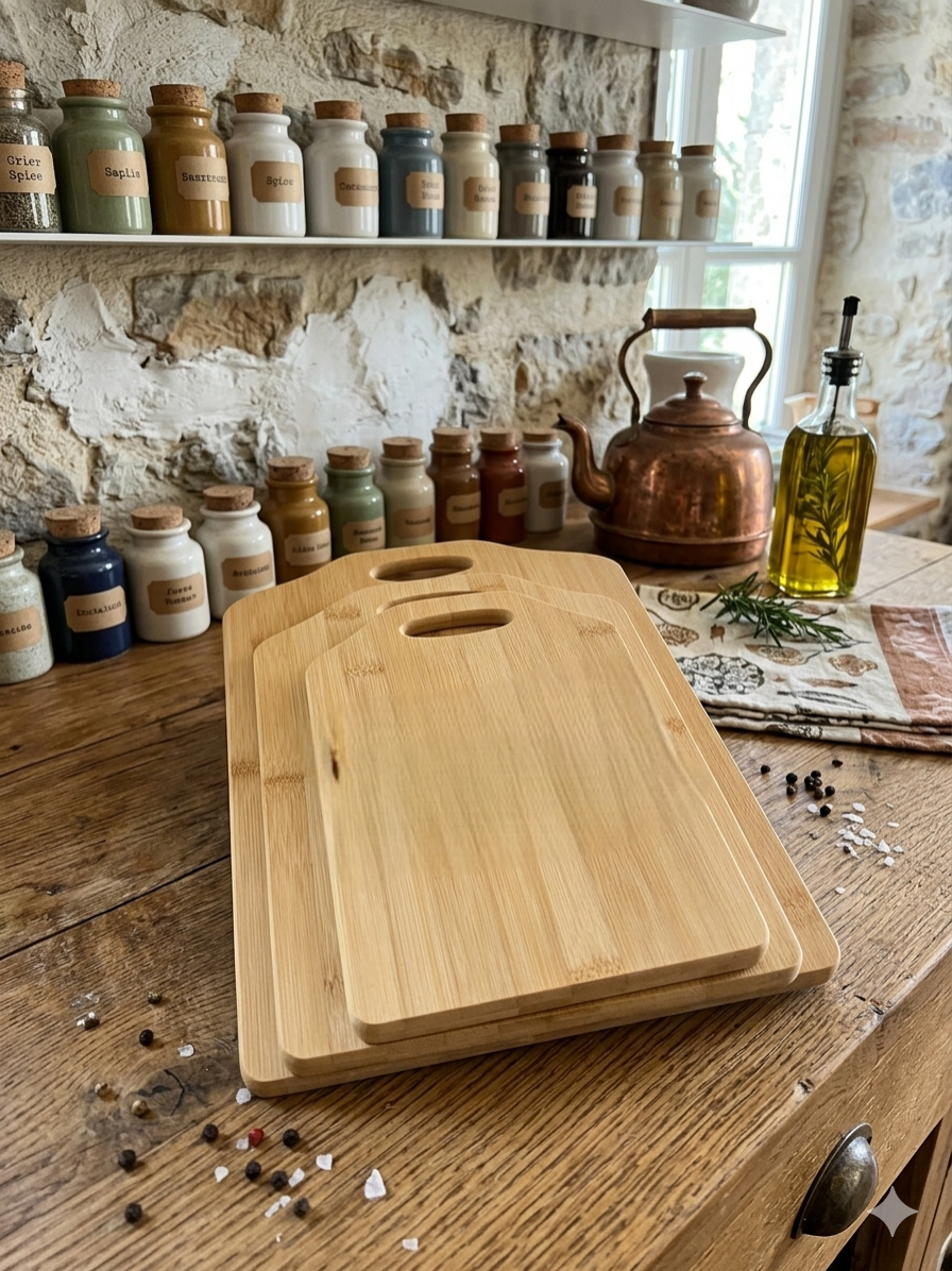 3-in-1 Chopping board set in three sizes for versatile kitchen use