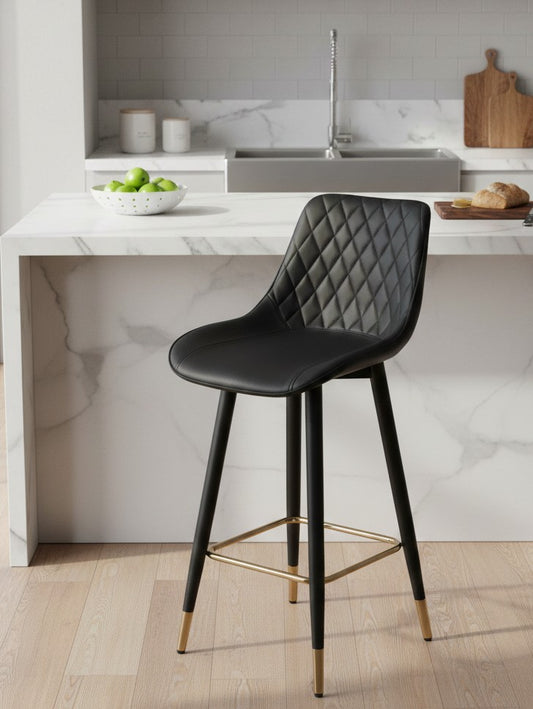 Leather barstool with 360° swivel rotating seat and sturdy frame