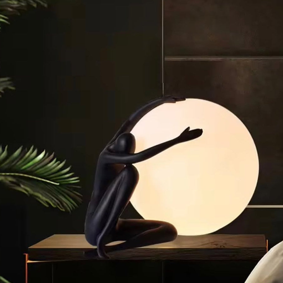 Matte Black Sculptural LED  Table Lamp