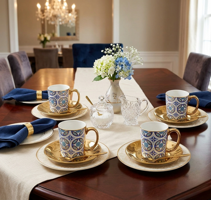 12 Piece Golden Cup And Saucer Set