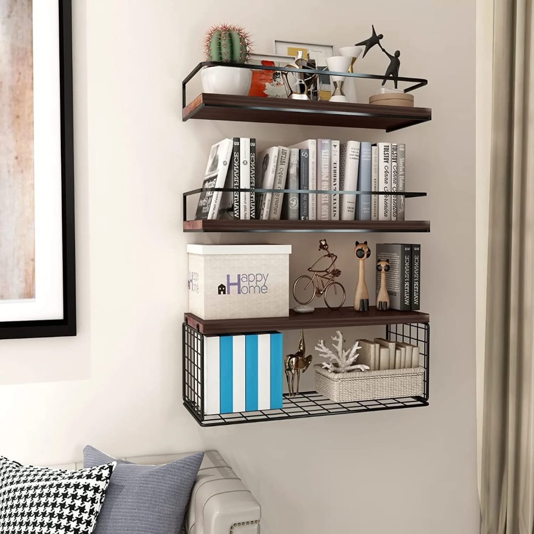 Hanging Rack Organizer with Hooks and Basket