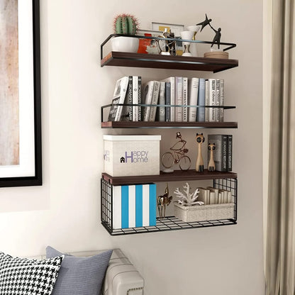 Hanging Rack Organizer with Hooks and Basket