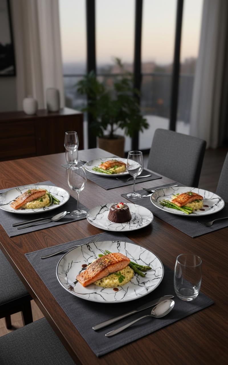 Marble Ceramic Plates – Set of 6