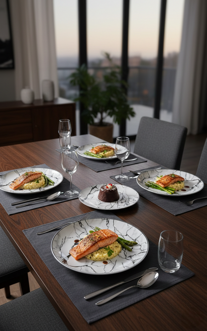 Marble Ceramic Plates – Set of 6