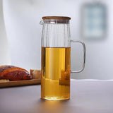 Striped Borosilicate Glass Jug With Bamboo Lid