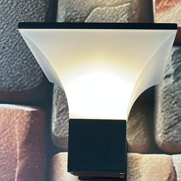 Black square cone-shaped aluminium wall light with E27 holder for outdoor entrance and pathway lighting LL 7481-BK - Gemelli Collection