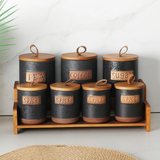 7Pcs Canisters Set With Bamboo Stand