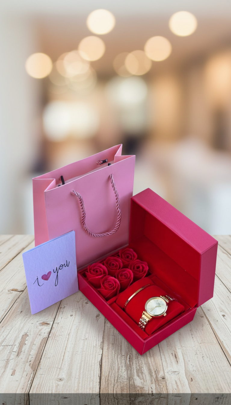 Ladies Watch & Rose Petals Gift Set