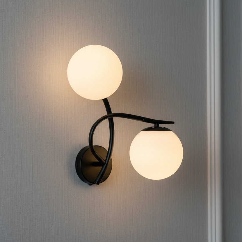 Dual E27 wall mounted light fixture with two bulb sockets for bright decorative indoor lighting