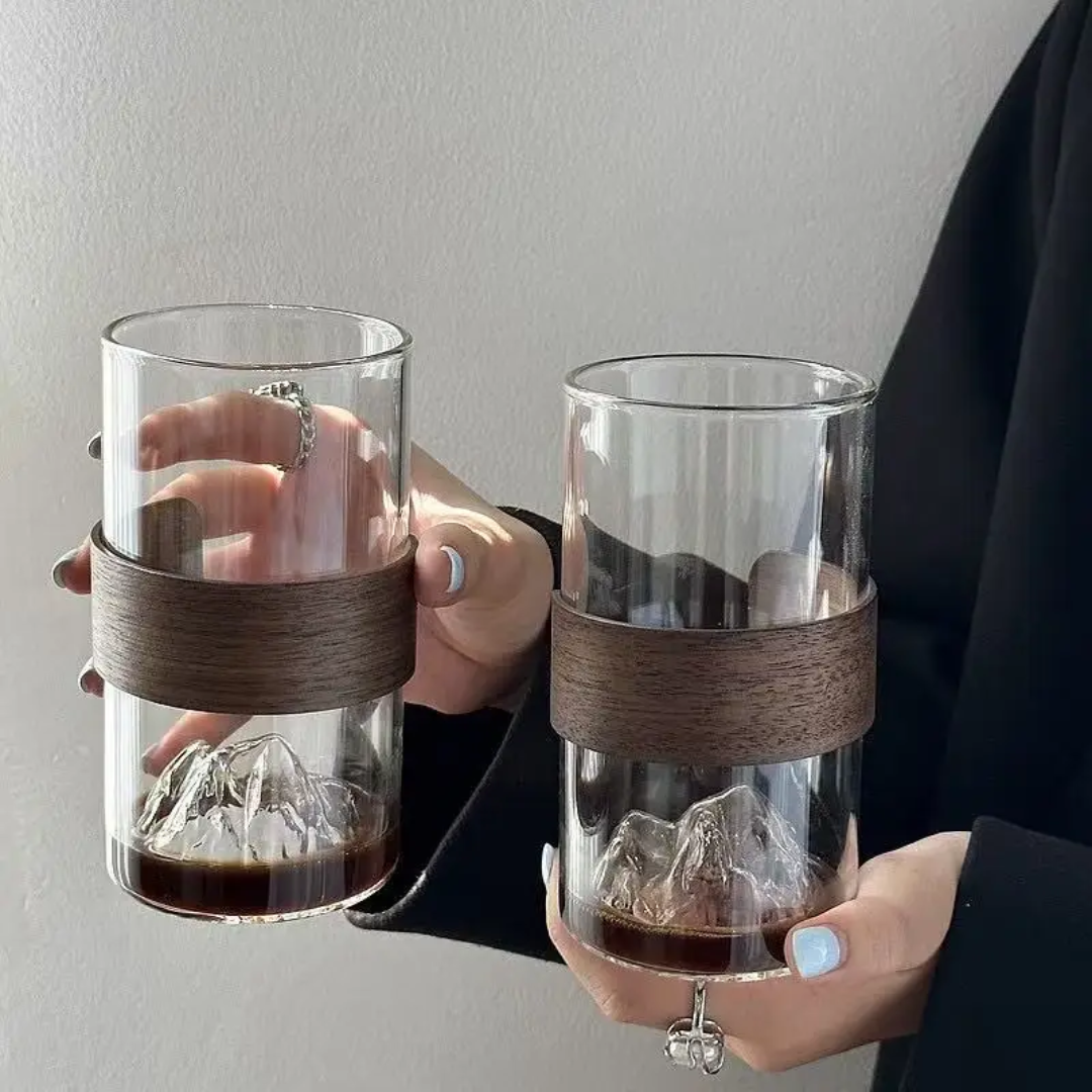 6Pcs 365ml Mountain View Glass Cup