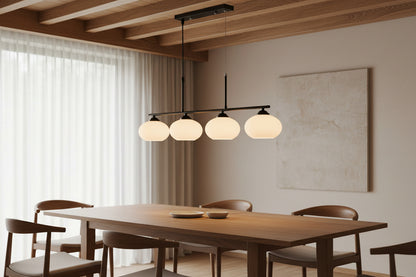 Black and White 4-Light Linear Pendant-PL 1151-04-BK