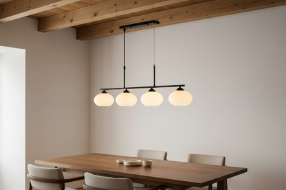 Black and White 4-Light Linear Pendant-PL 1151-04-BK