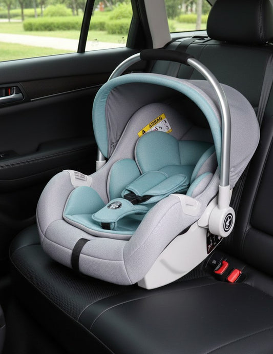 Portable lightweight car seat designed for child safety and travel convenience