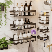 6 piece rustproof adhesive shower caddy bathroom organizer set for wall mounting