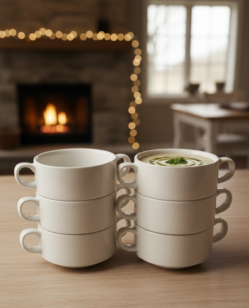 Set of six 300 millilitre soup cups