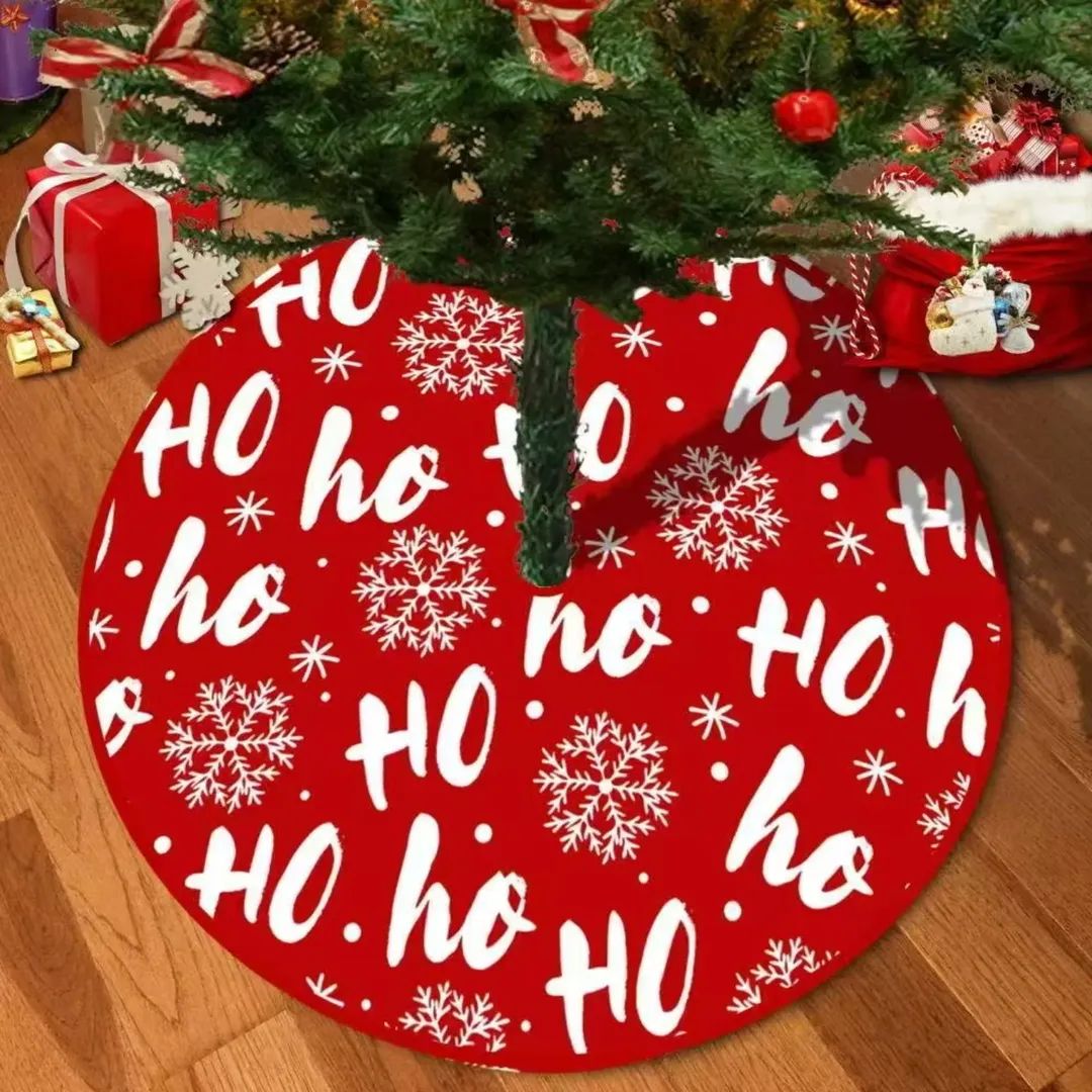 Red Christmas Tree Skirt With Snowflake Design