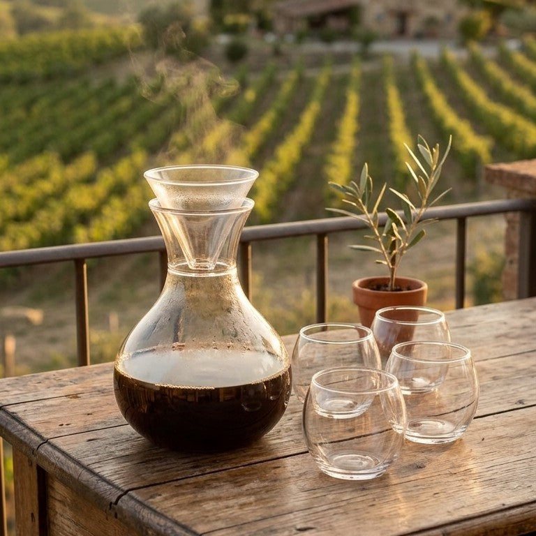 Round Glass Decanter Set with 4 Glasses
