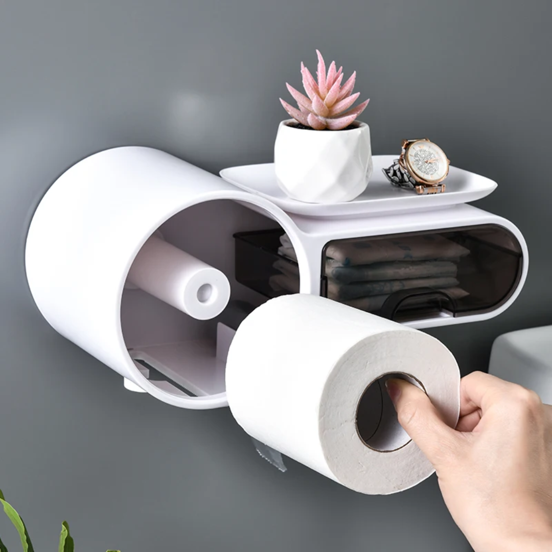 Wall Mounted Tissue Holder Bathroom Shelf