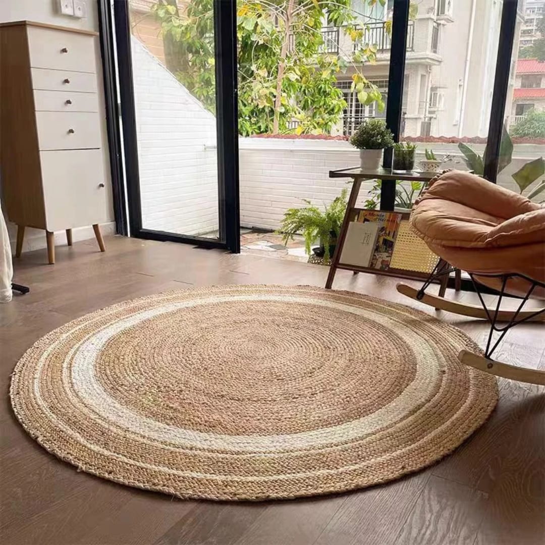 Hand Braided Handmade Round Natural Jute Rug