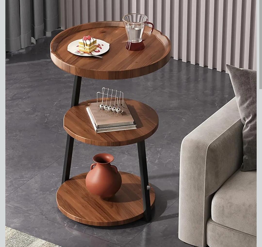Round black metal end table for living room bedroom or office use