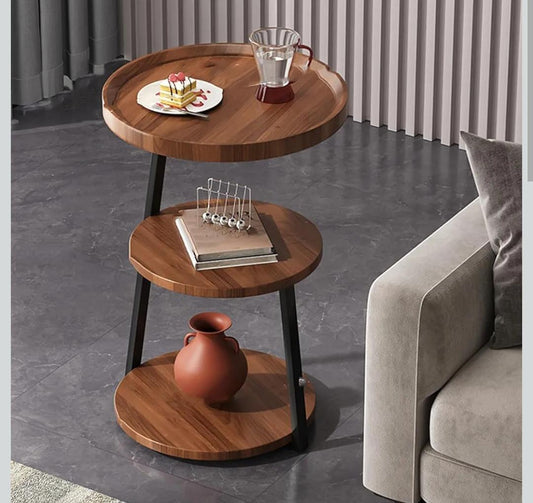 Round black metal end table for living room bedroom or office use