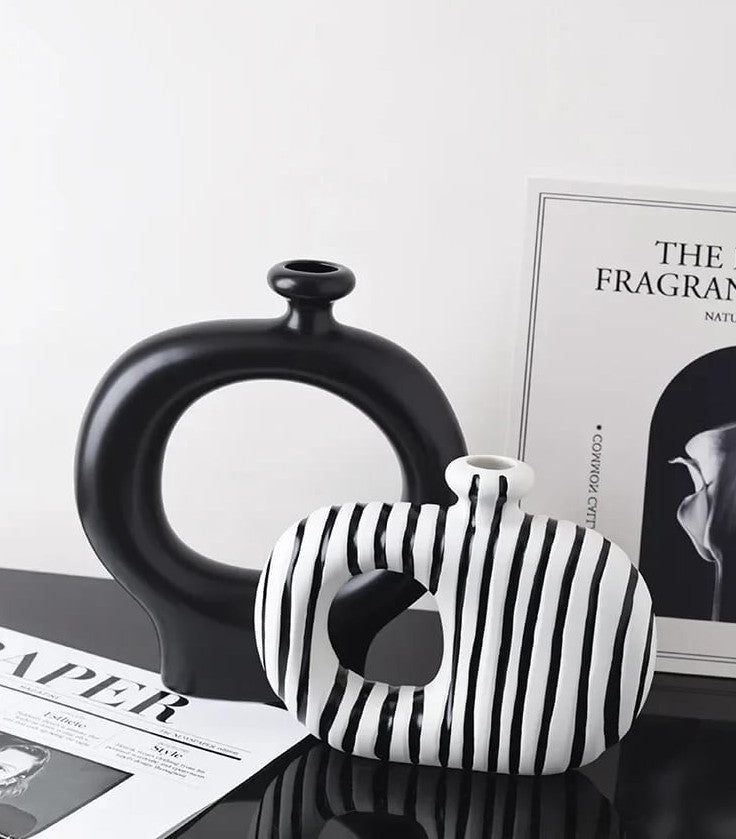 Ceramic Striped Vase Set