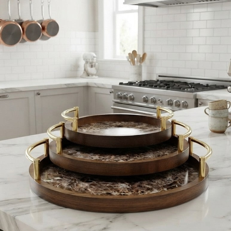 3Piece Bamboo Nesting Serving Tray Set