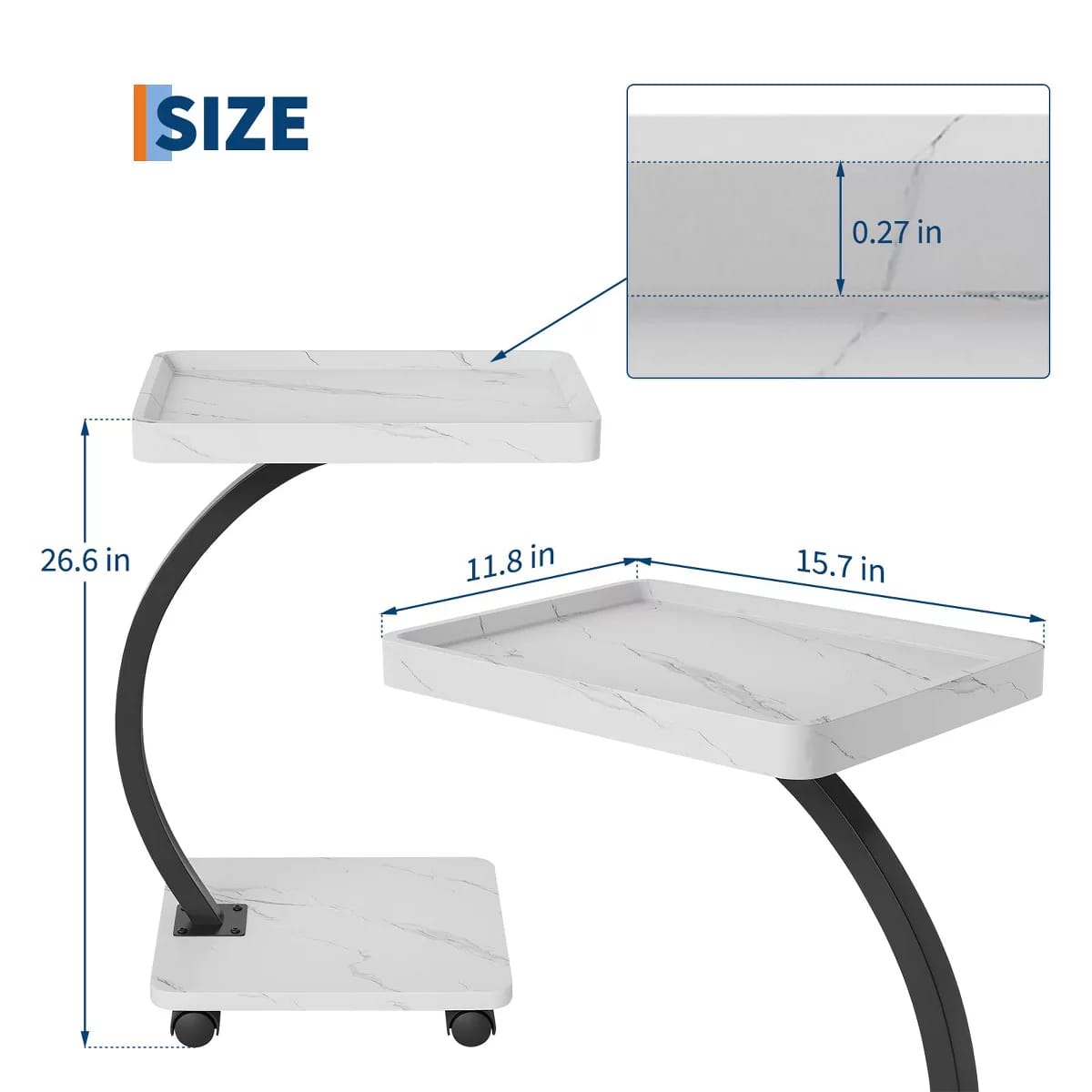 Adjustable C-Shaped Side Table Stool