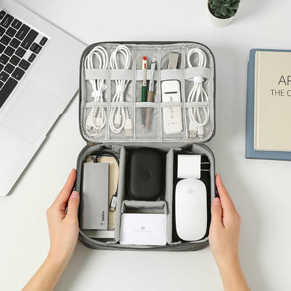 Large capacity electronics and cable organizer bag made of waterproof Oxford fabric