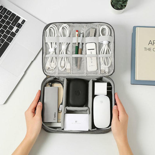 Large capacity electronics and cable organizer bag made of waterproof Oxford fabric