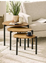 3 piece oblong nesting tables with dark walnut wood finish and black metal legs - available in Nairobi, Kenya