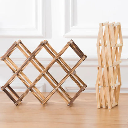 Foldable 10 Slot Wooden Wine Bottle Rack
