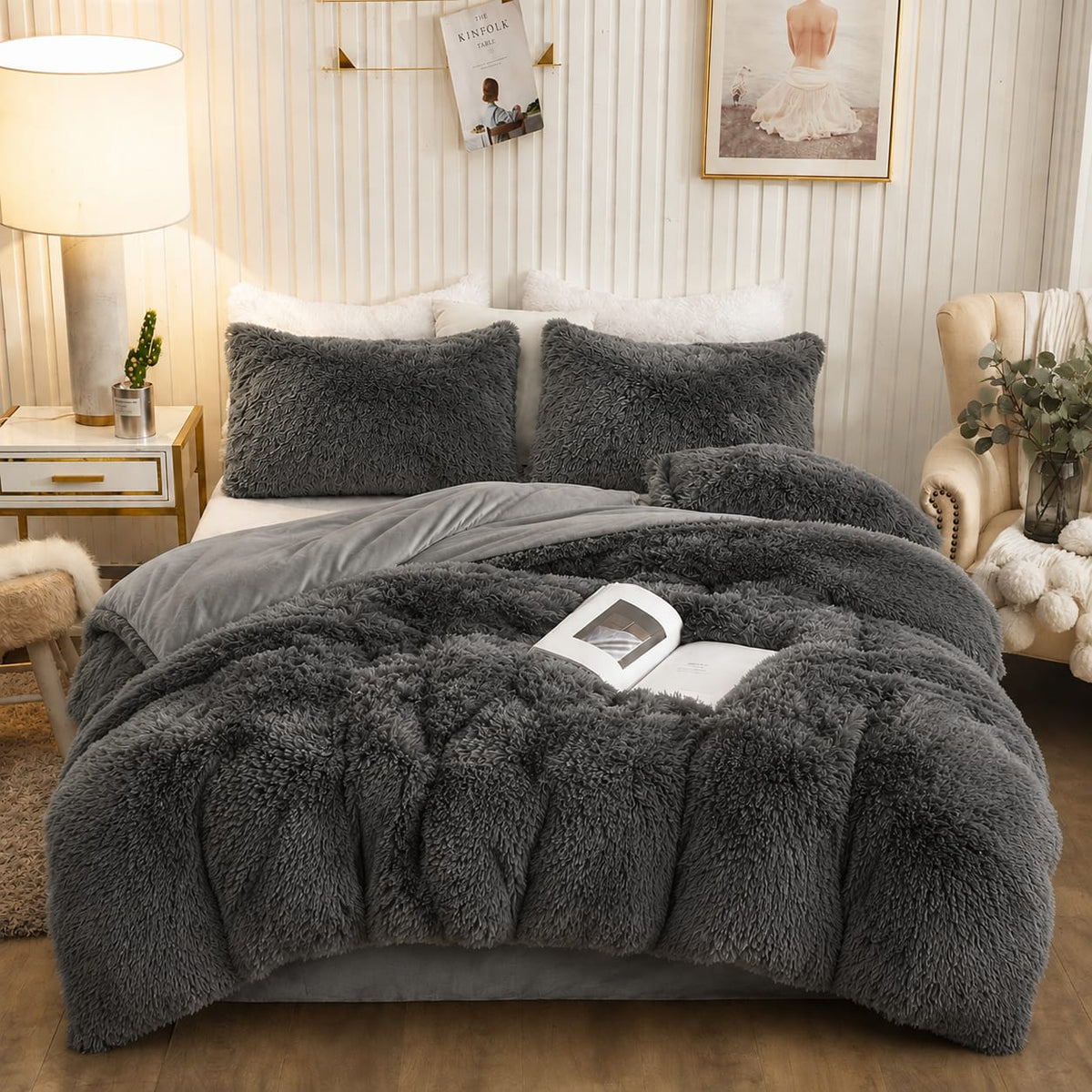 6Pc Plush Fluffy Duvet Bedding Set 6 × 7 ft