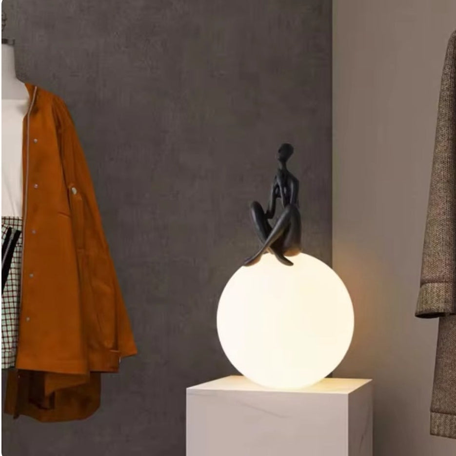 Black Figure Zen Yoga Sculpture Globe Table Light