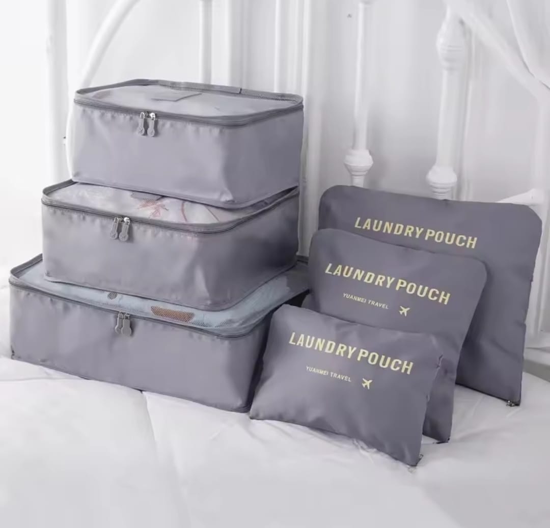 6 Piece luggage travel organizer packing cubes with breathable mesh and double zips for suitcase organization