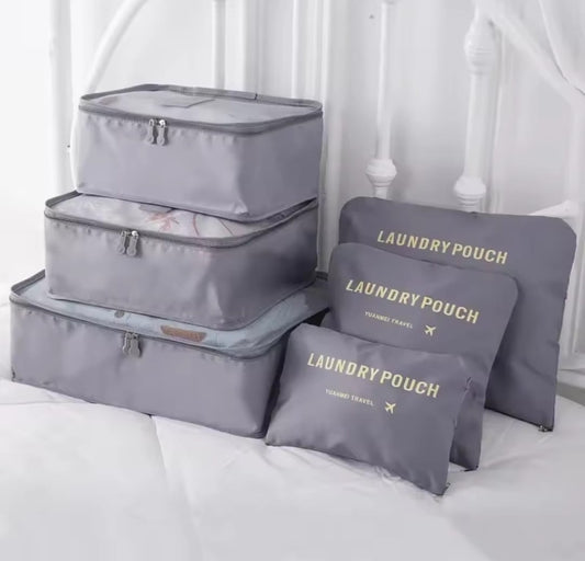 6 Piece luggage travel organizer packing cubes with breathable mesh and double zips for suitcase organization