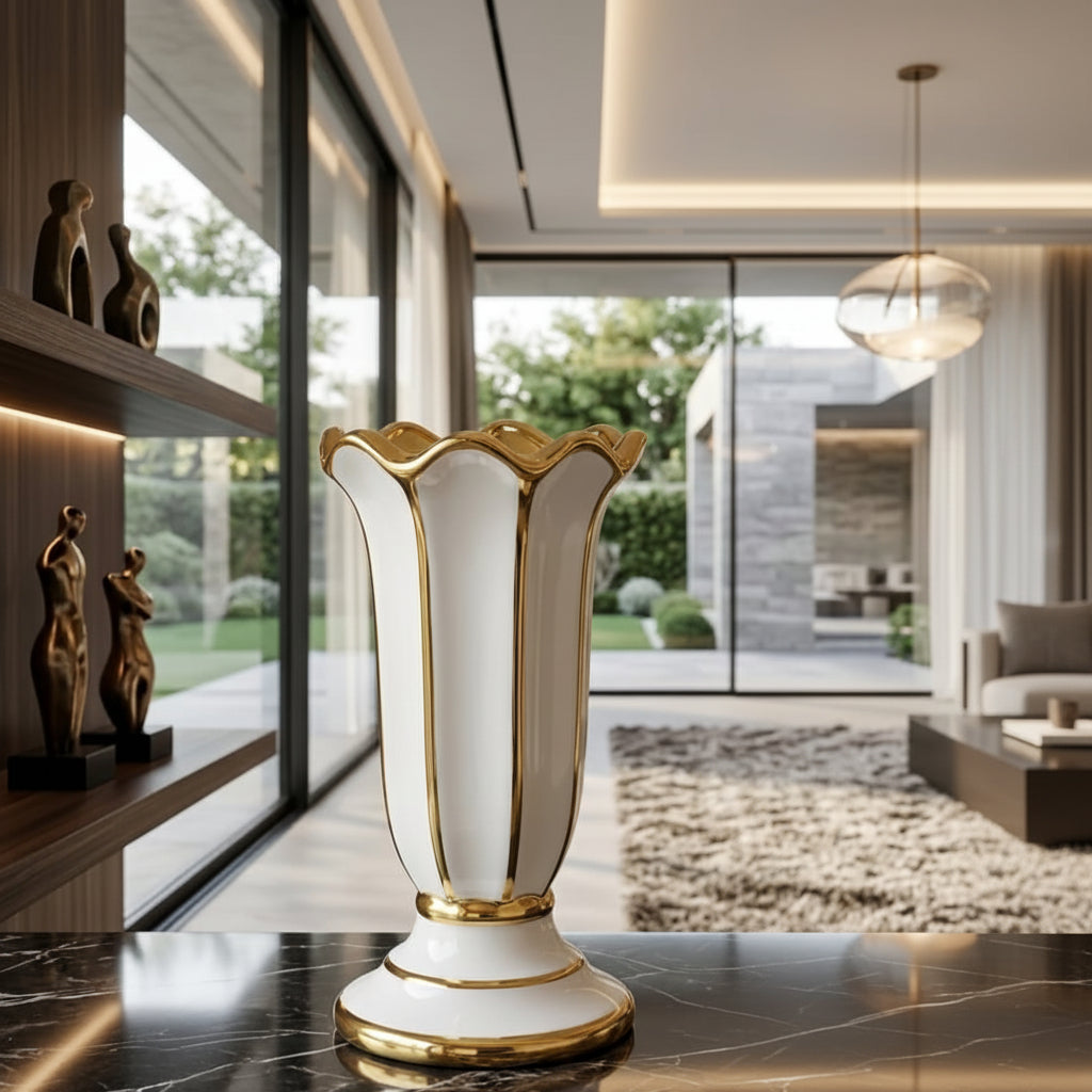 Gold Luxury Ceramic Vase 20.5 × 10.5 × 10.5 cm