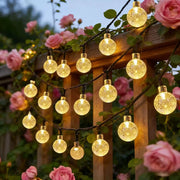 12M solar powered outdoor string lights with 100 crystal globe LED balls.
