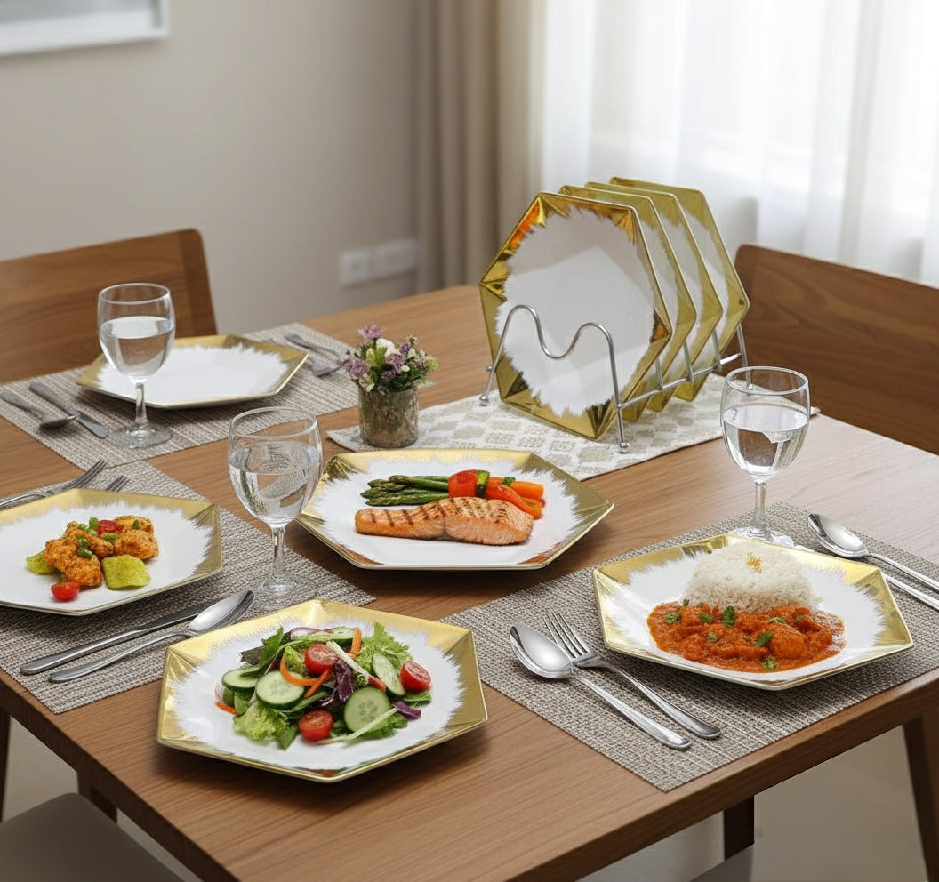 Set of six 10 inch dining plates for everyday use