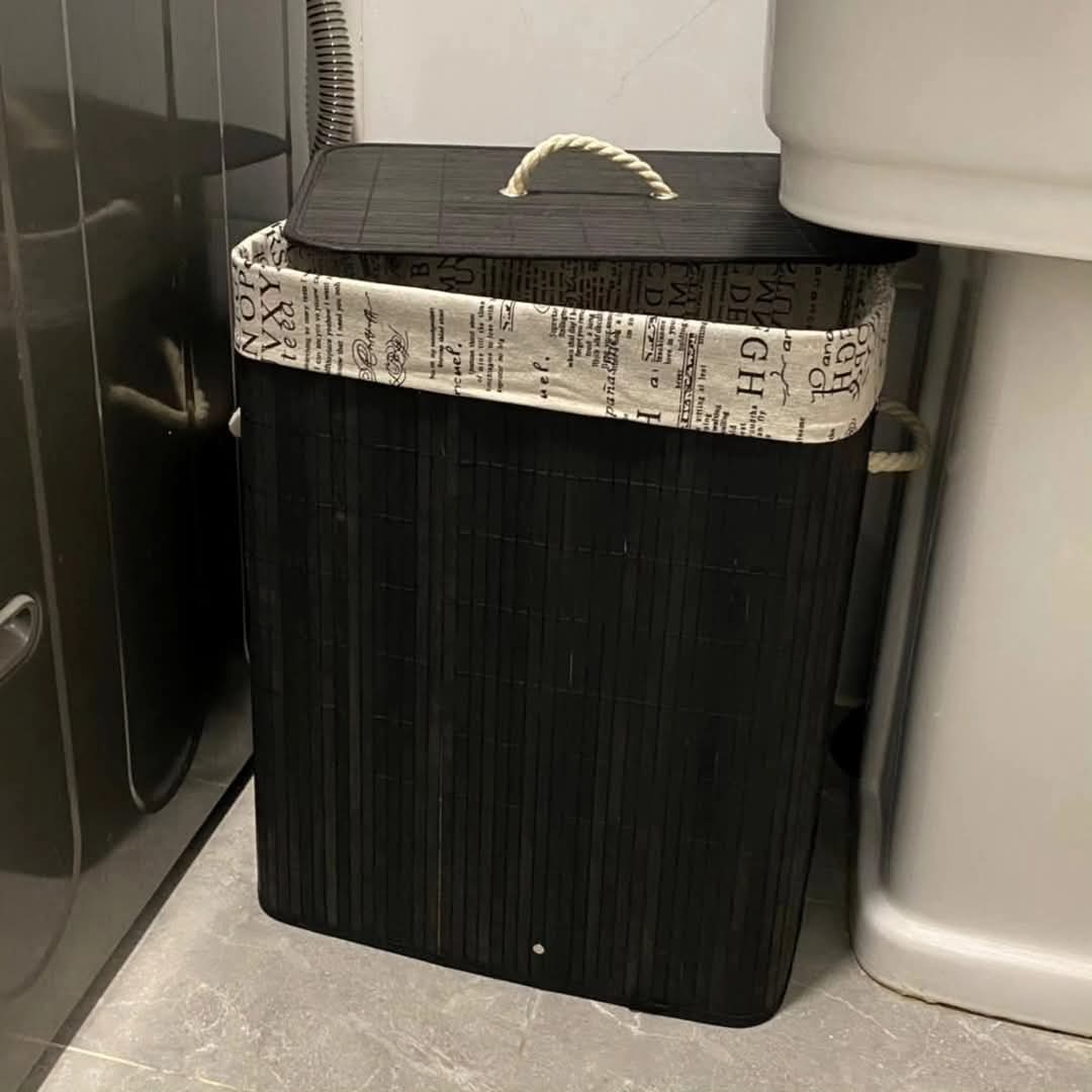Bamboo foldable laundry basket