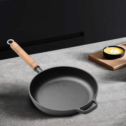 Cast Iron Frying Pan With Bamboo Lid