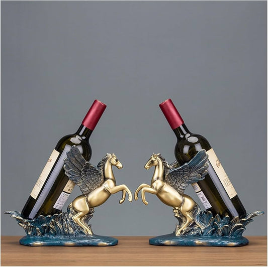 Glam tabletop wine bottle holder designed for elegant display of a single wine bottle on dining tables or kitchen counters. 